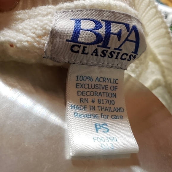 Vintage Floral Open Knit Creamy White Sweater with Beading Embellishments sz.SM - Picture 7 of 8